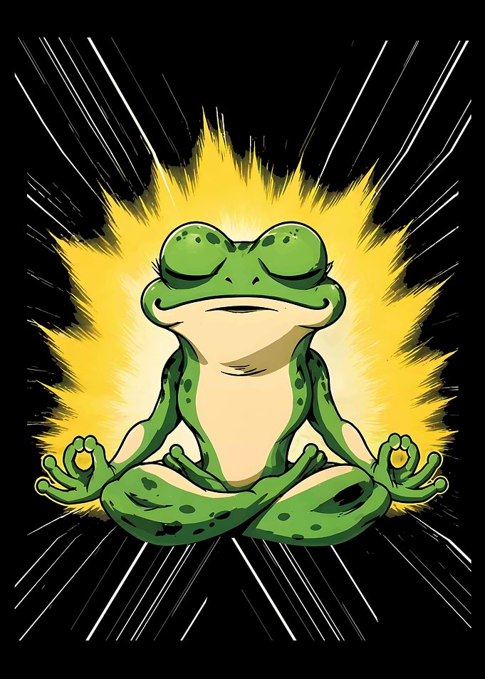 Meditating Frog with Yellow Aura