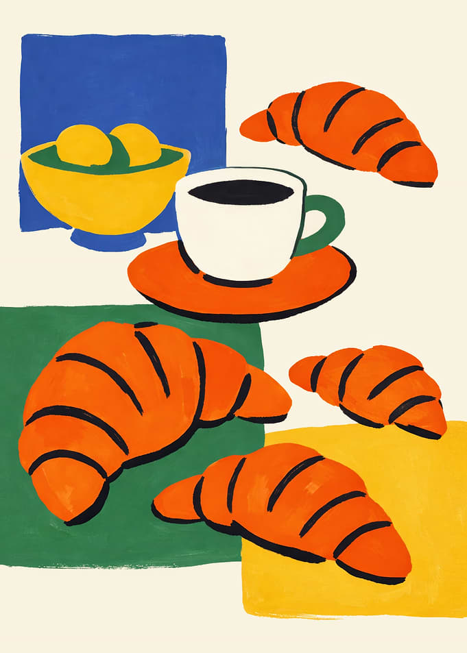 Croissant Coffee Poster Print