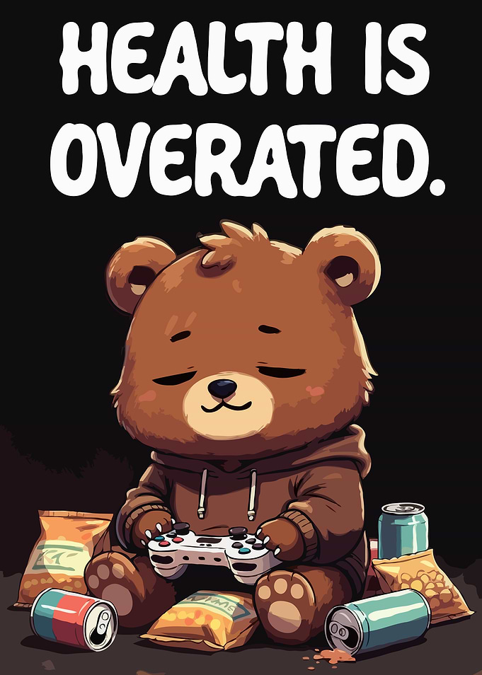 Bear Gamer with Snacks