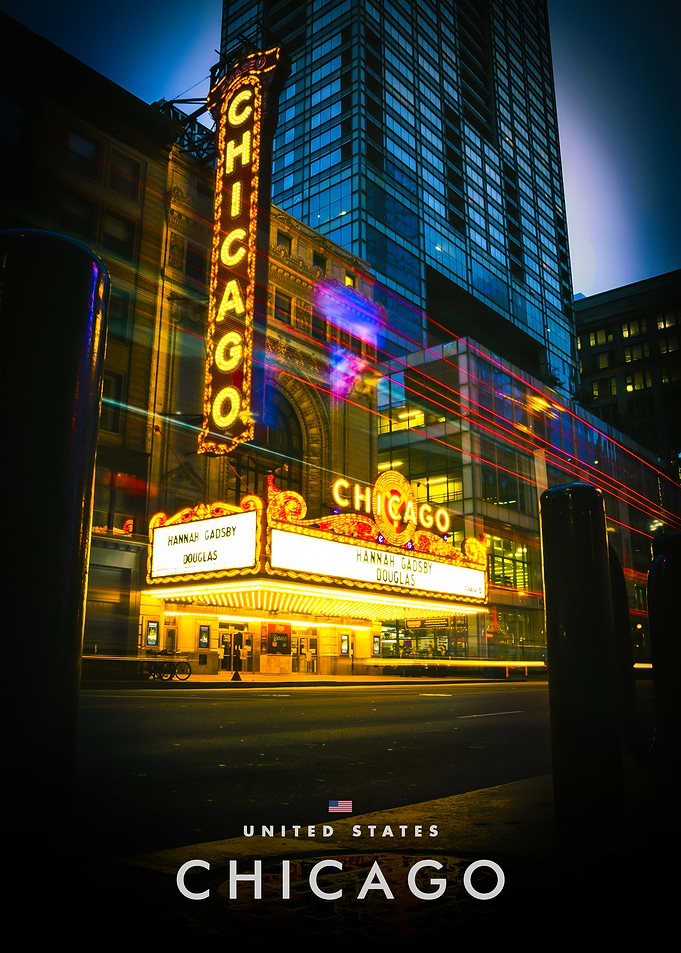 Chicago Theater at Night