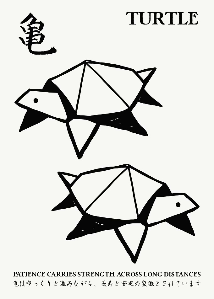 Origami Turtle Japanese Wall Art