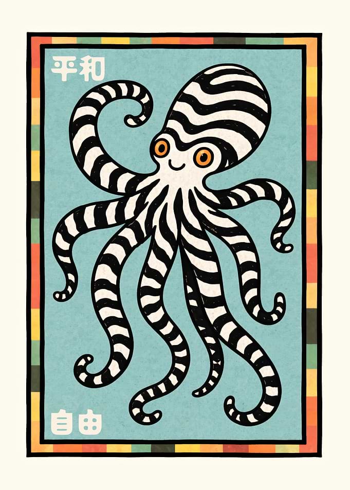 Striped Octopus Poster Print