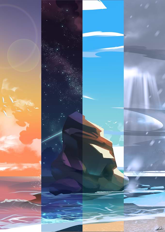 Four Seasons Coastal Landscape Montage