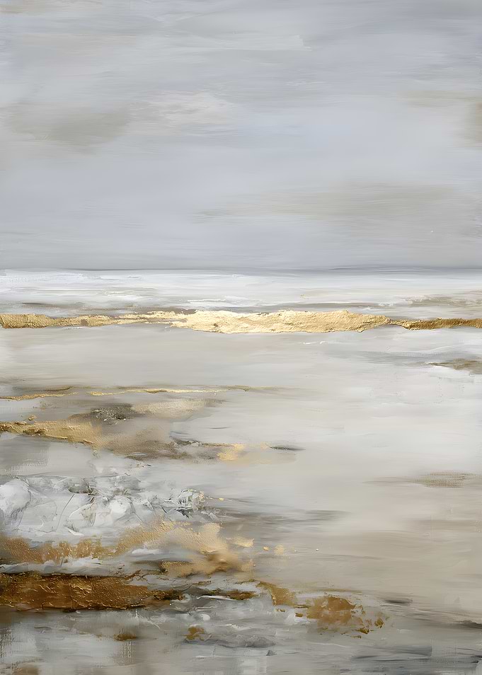 Abstract Gold and White Landscape Painting
