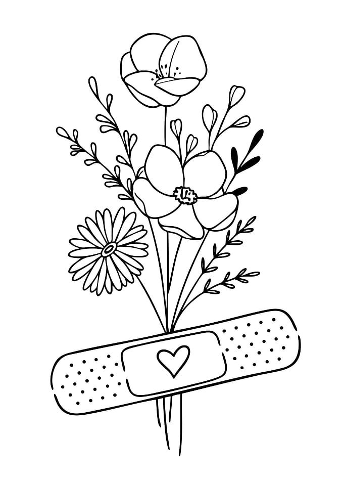 Floral Bouquet with Band-Aid