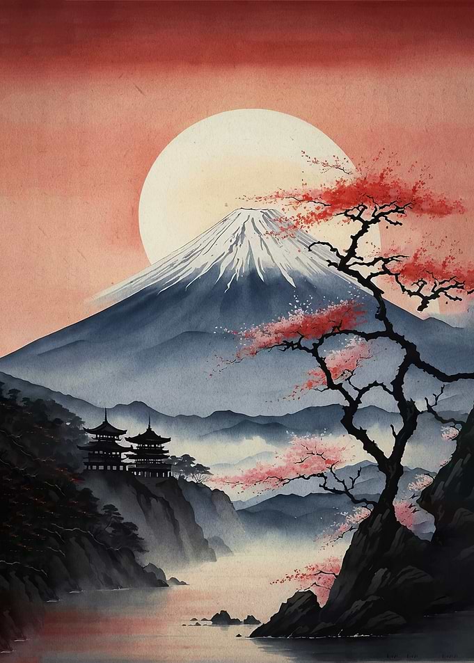 Mount Fuji with Cherry Blossoms