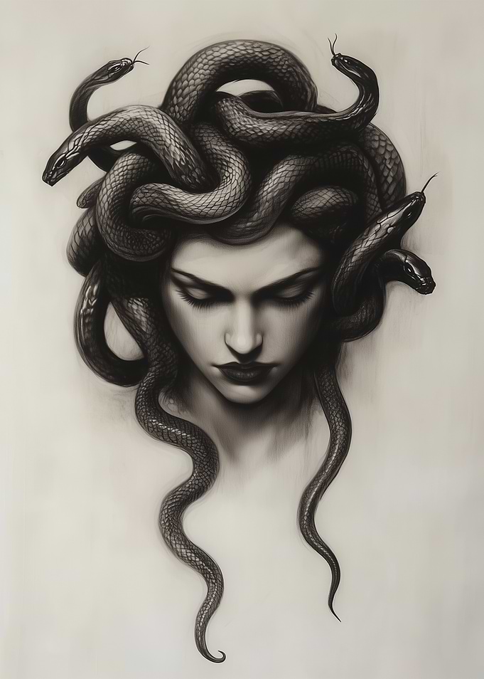 Greek Mythology, Medusa Head with Snakes, Medusa Wall Art