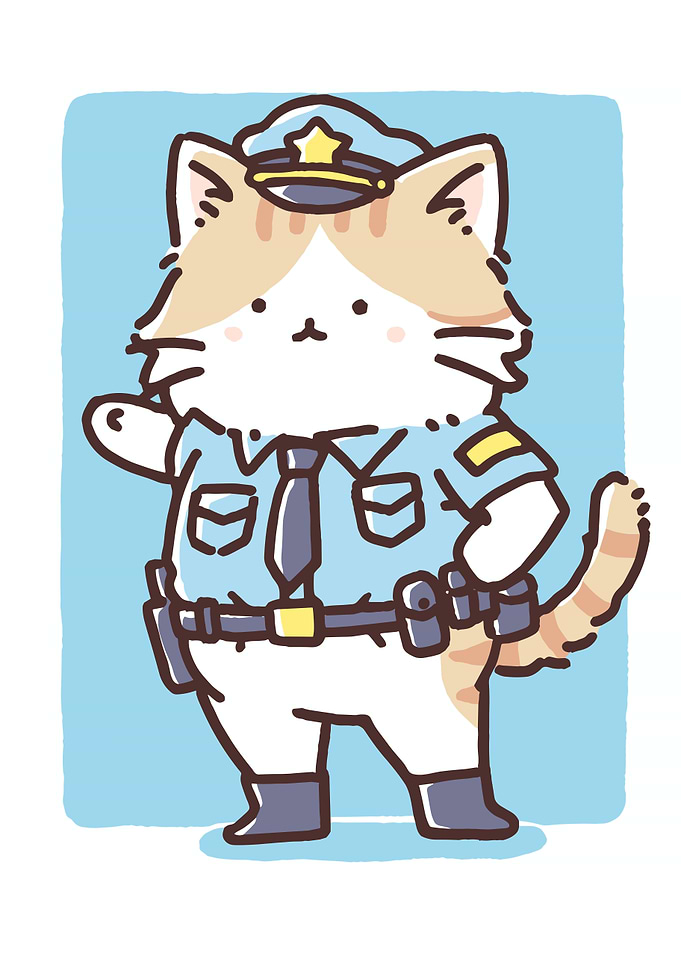 Cute Cat Police Officer Illustration