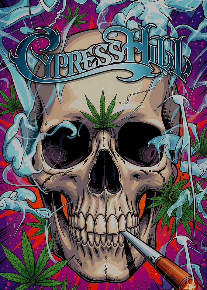 Cypress Hill Skull Smoking Marijuana