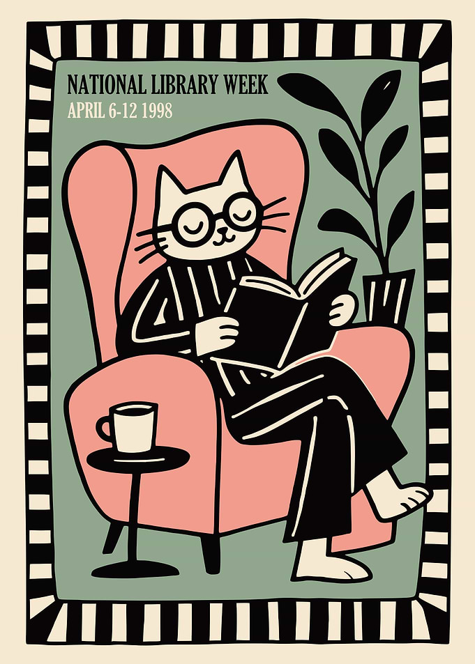 Cozy Reading Cat Poster