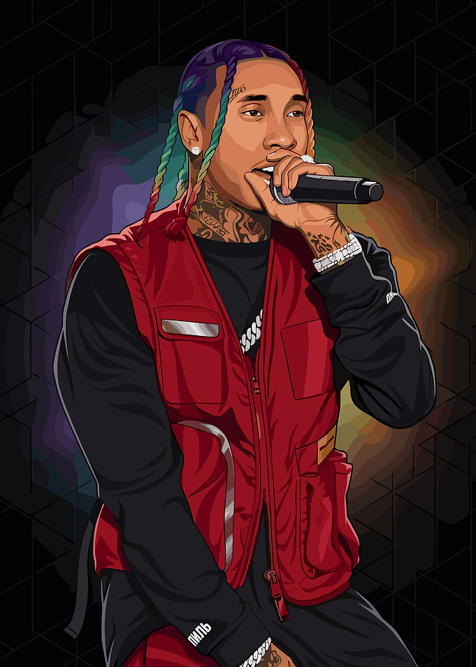 Rapper Tyga Performing with Microphone