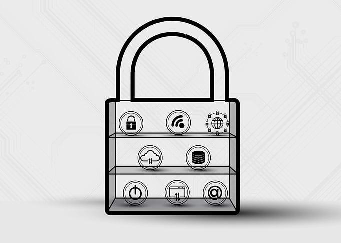 Digital Security Padlock with Icons