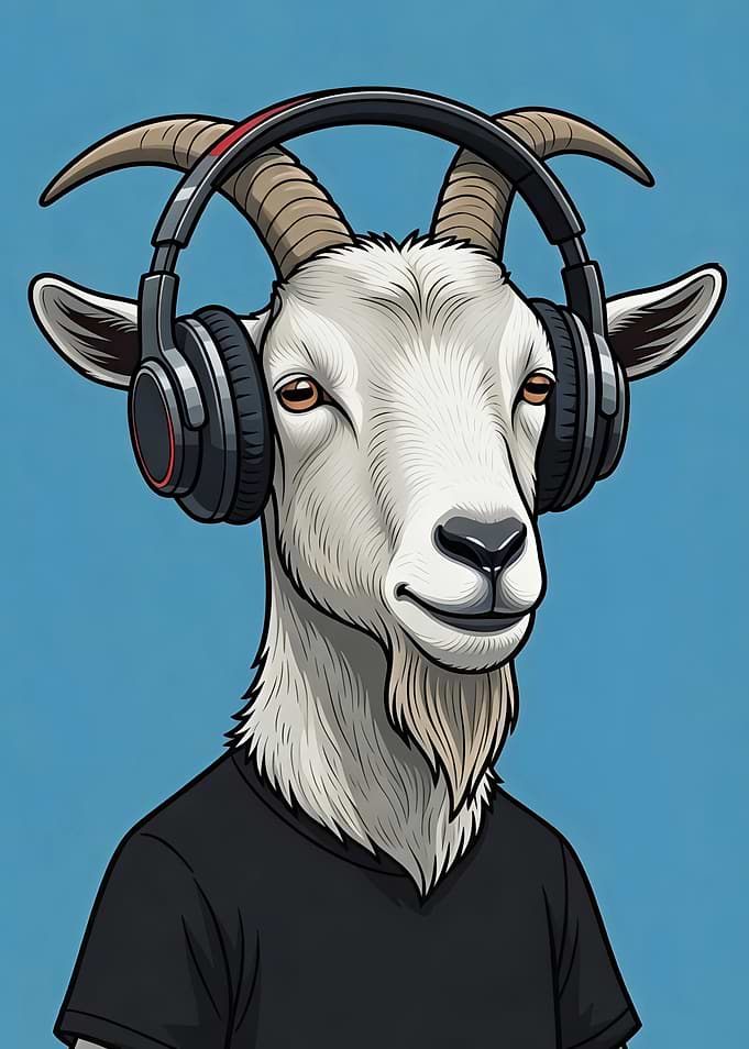 Goat DJ with Headphones