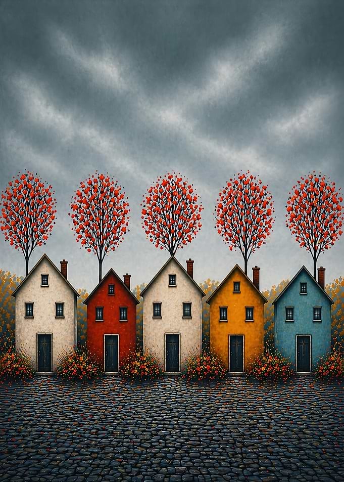 Whimsical Houses and Heart Trees