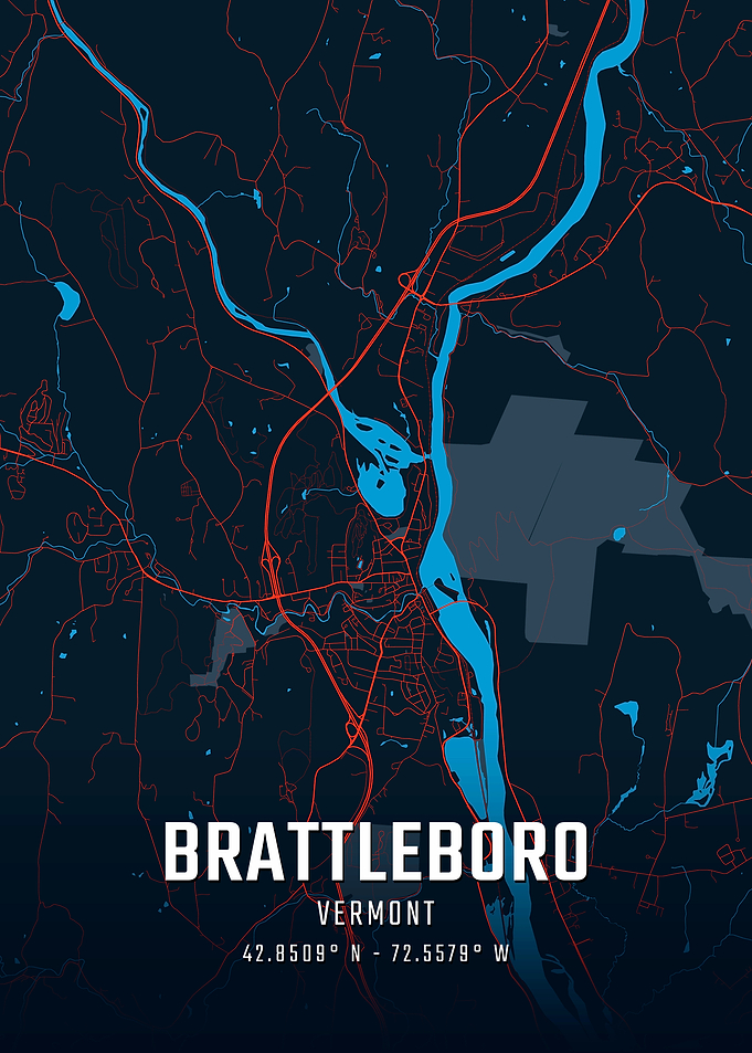Brattleboro Vermont City Map