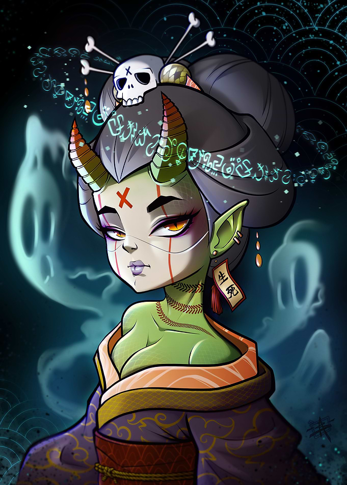 Geisha Oni with Ghosts