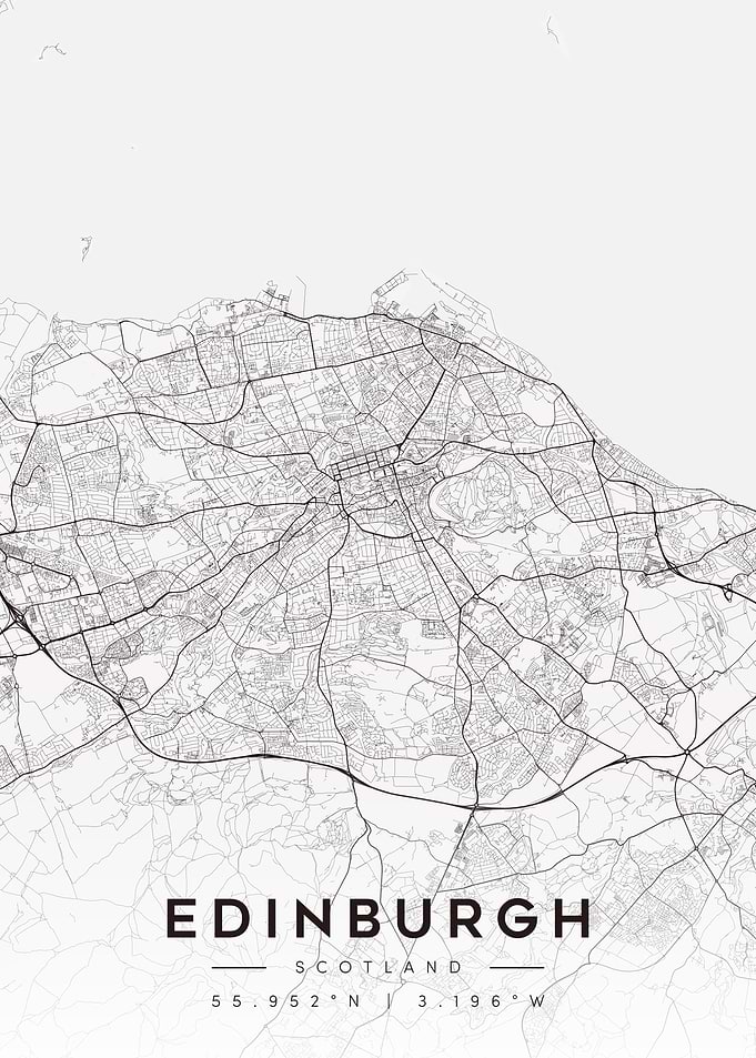 Edinburgh Scotland Map Minimalist