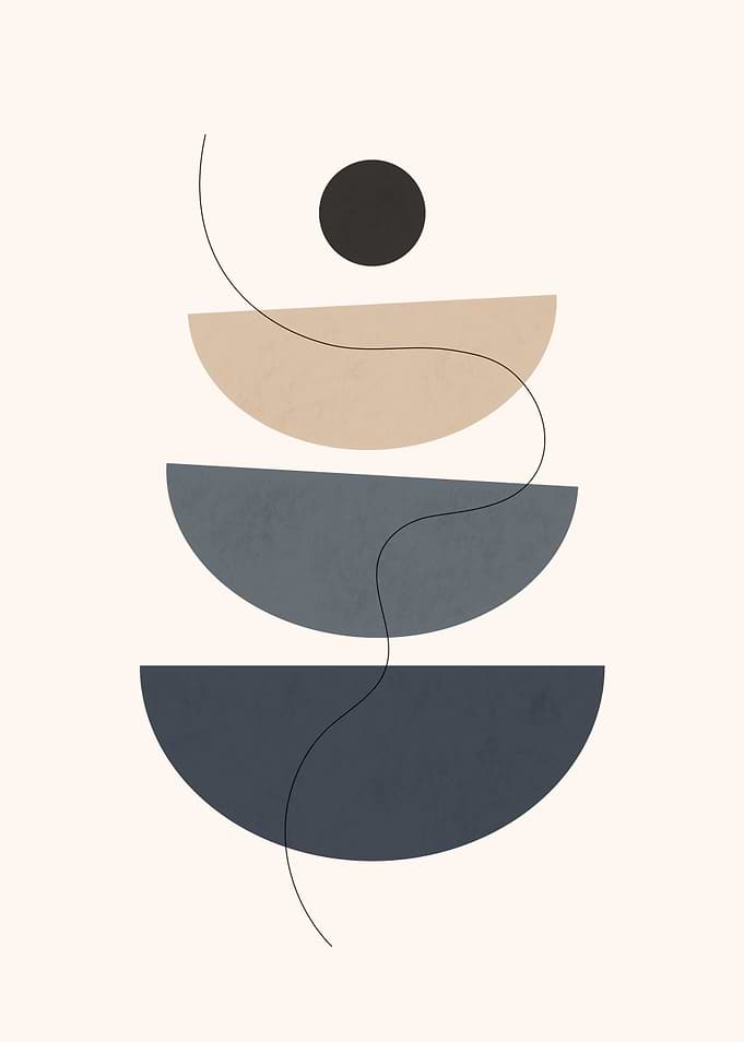 Minimalist Geometric Balance - Mid-Century Abstract