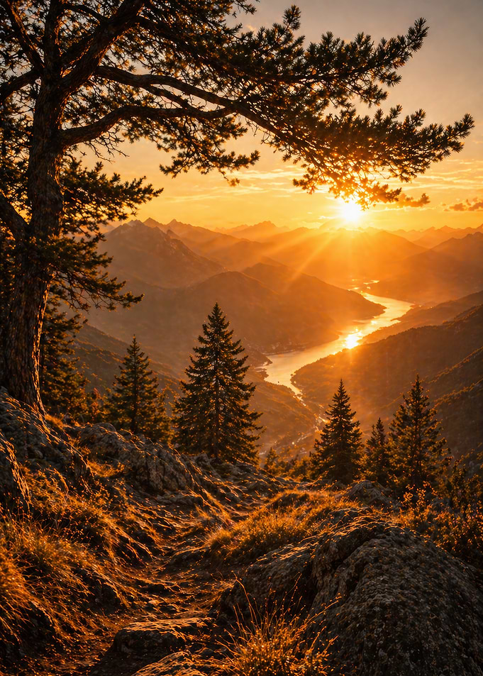 Mountain Landscape at Sunset