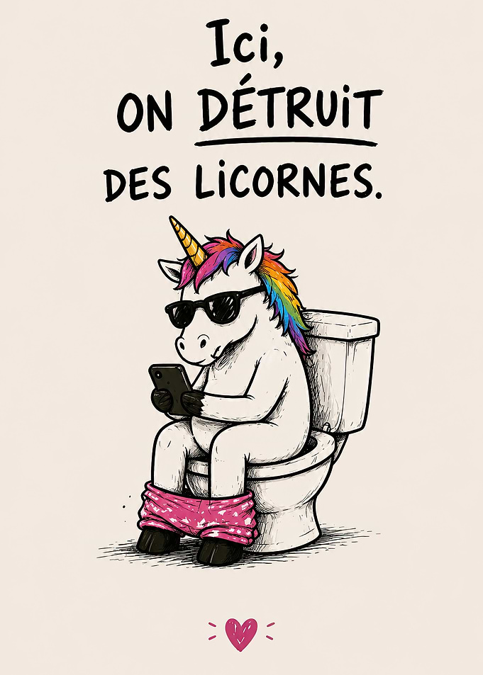 Unicorn on Toilet with Phone