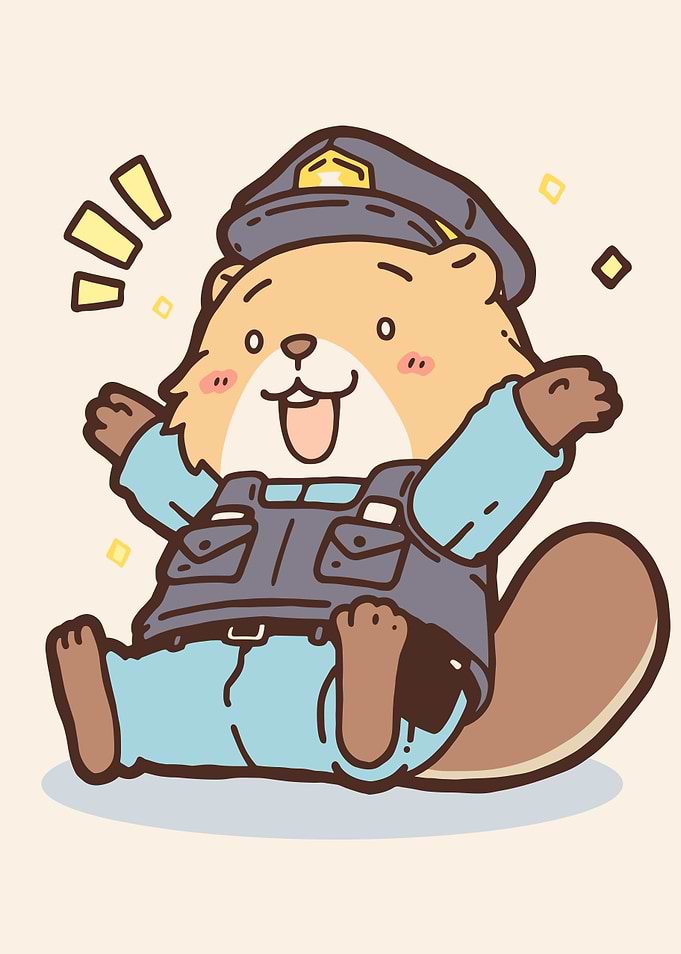 Cute Beaver Police Officer