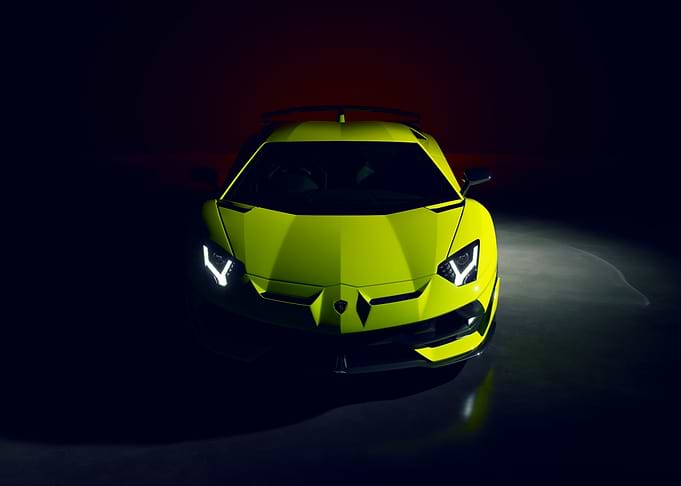 Lime Green Lamborghini Aventador Front View