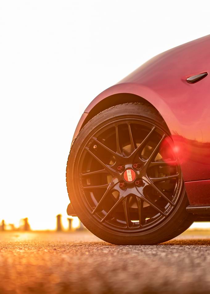 Close-up of a Red Car Wheel
