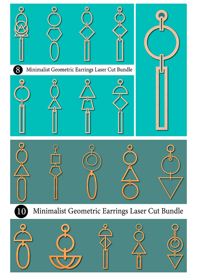 Minimalist Geometric Earrings Laser Cut Bundle