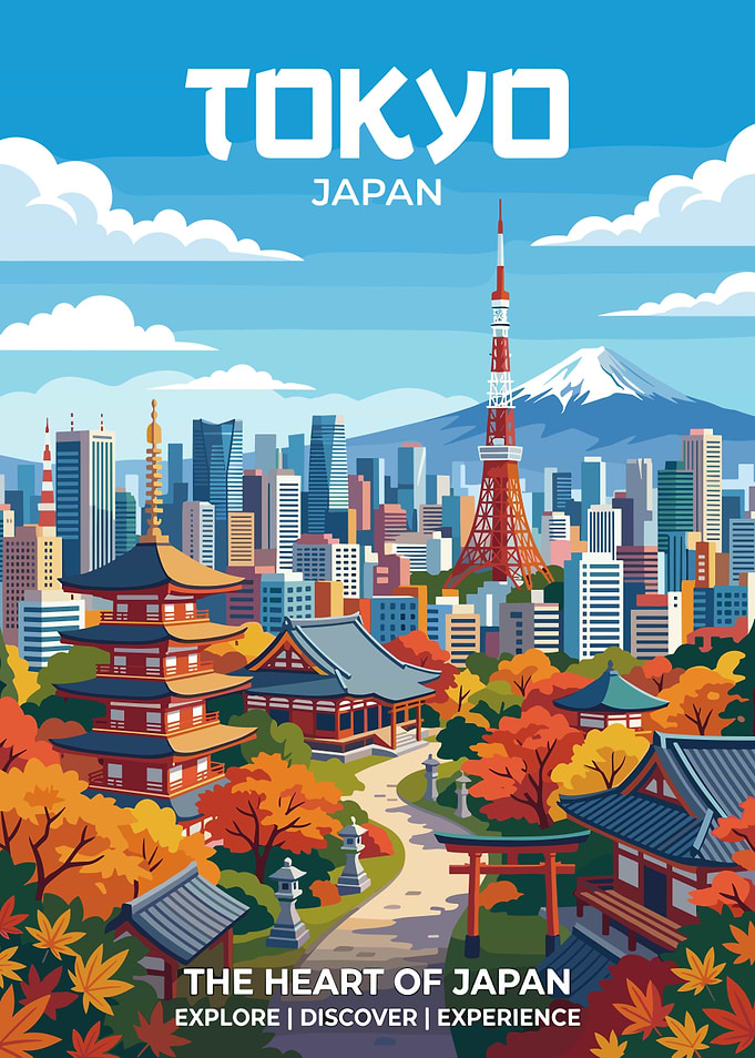 Tokyo Cityscape with Mount Fuji