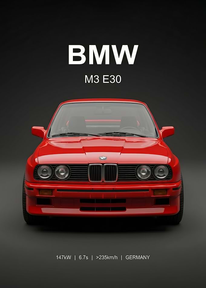 Red BMW M3 E30 evo legend Poster