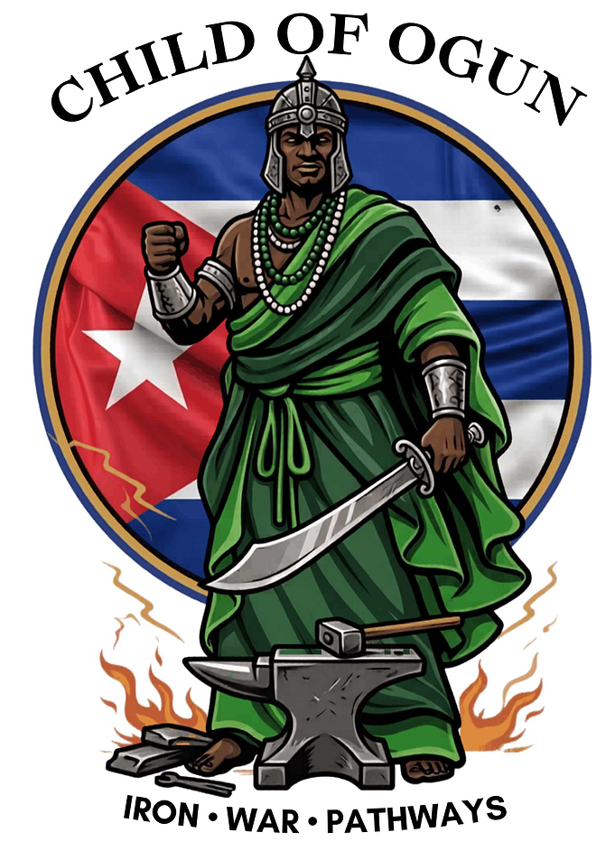 Child of Ogun Orisha with Cuban Flag
