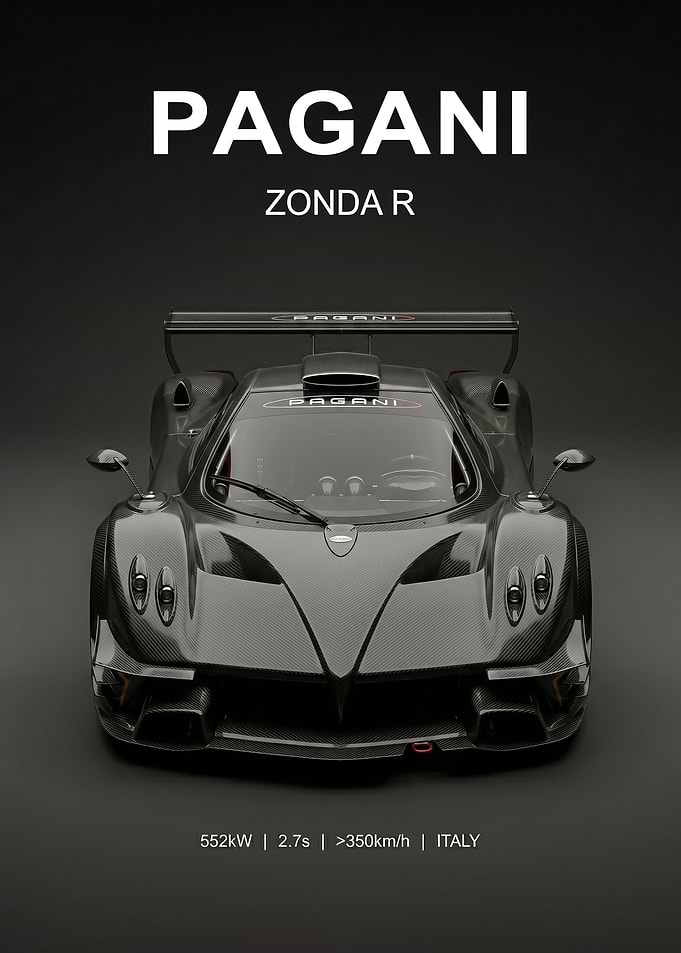 Supercar Pagani Zonda R car poster