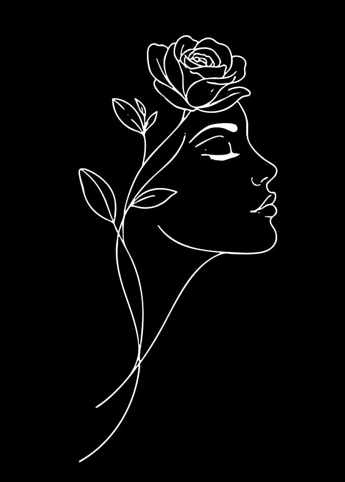 Woman's Profile with Rose