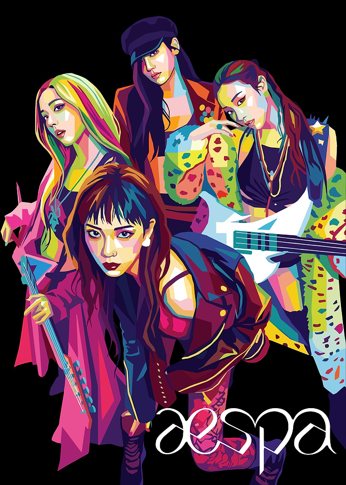 K-Pop Group AESPA in Pop Art Style