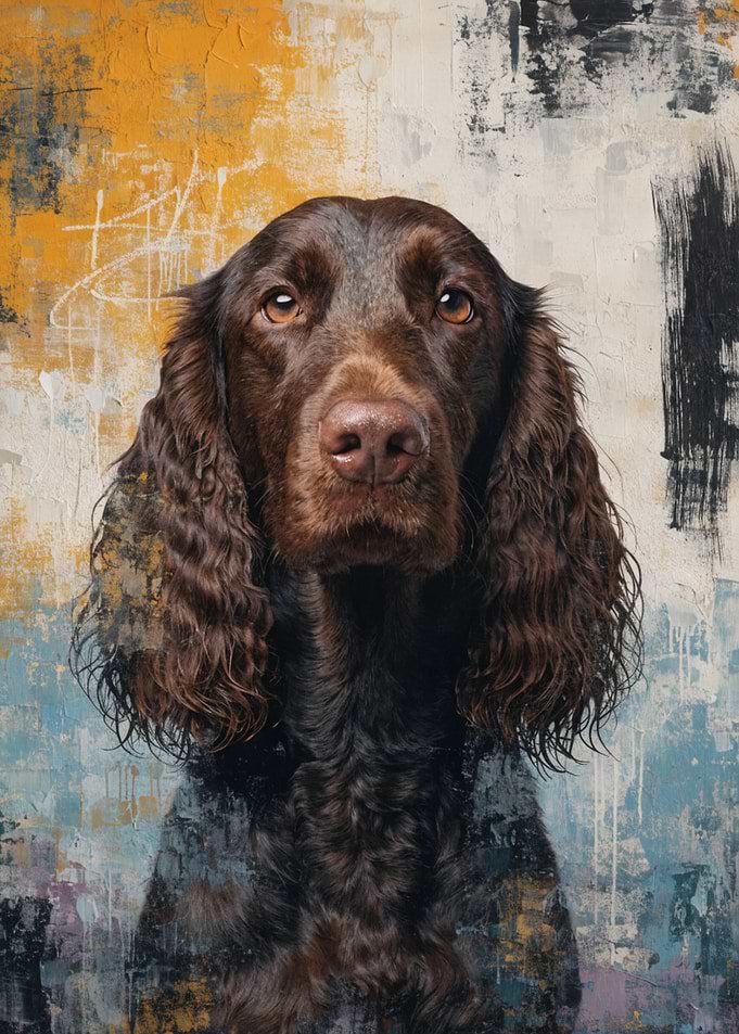 Brown Dog Portrait with Abstract Background