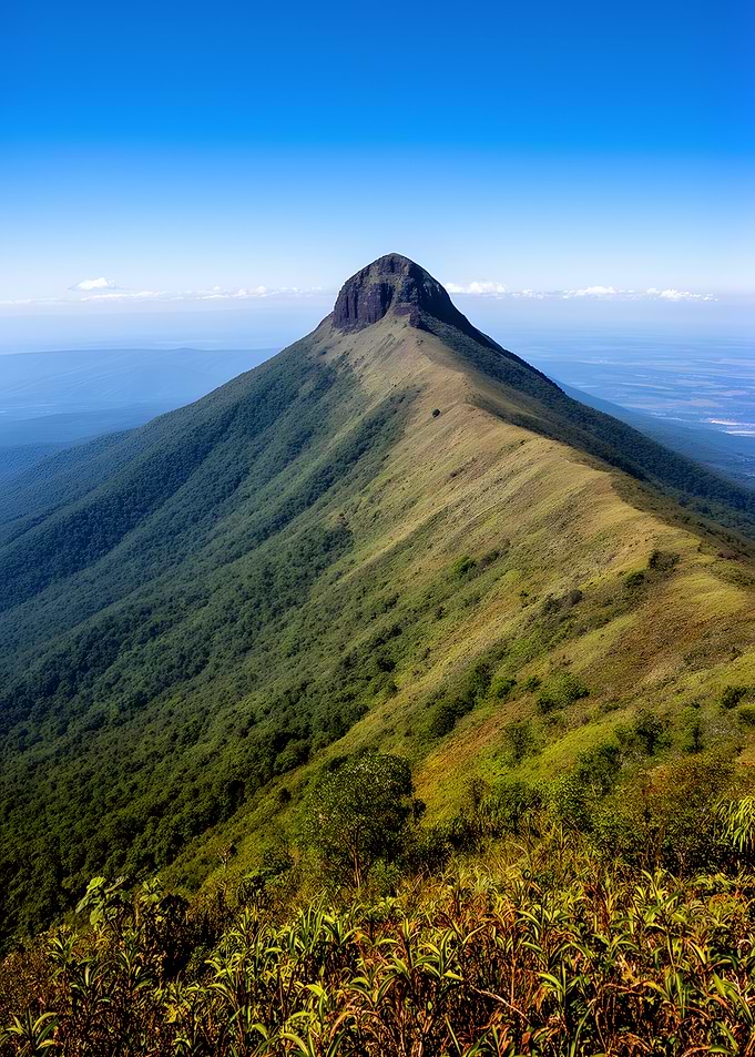 Majestic Mountain Peak Under Blue Sky