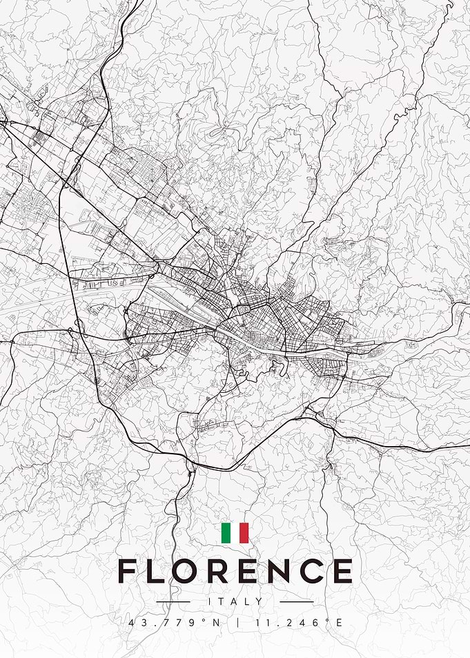 Florence Italy Map Poster Minimalist