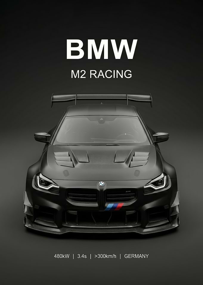 Racing Car BMW M2 black car poster