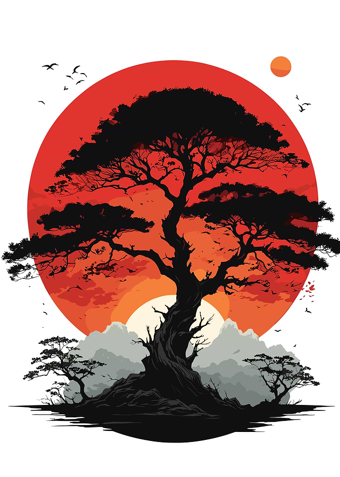Silhouette Tree at Sunset