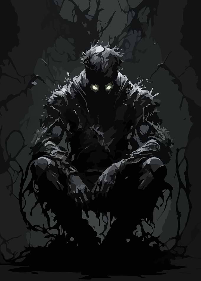 Dark Creature with Glowing Eyes