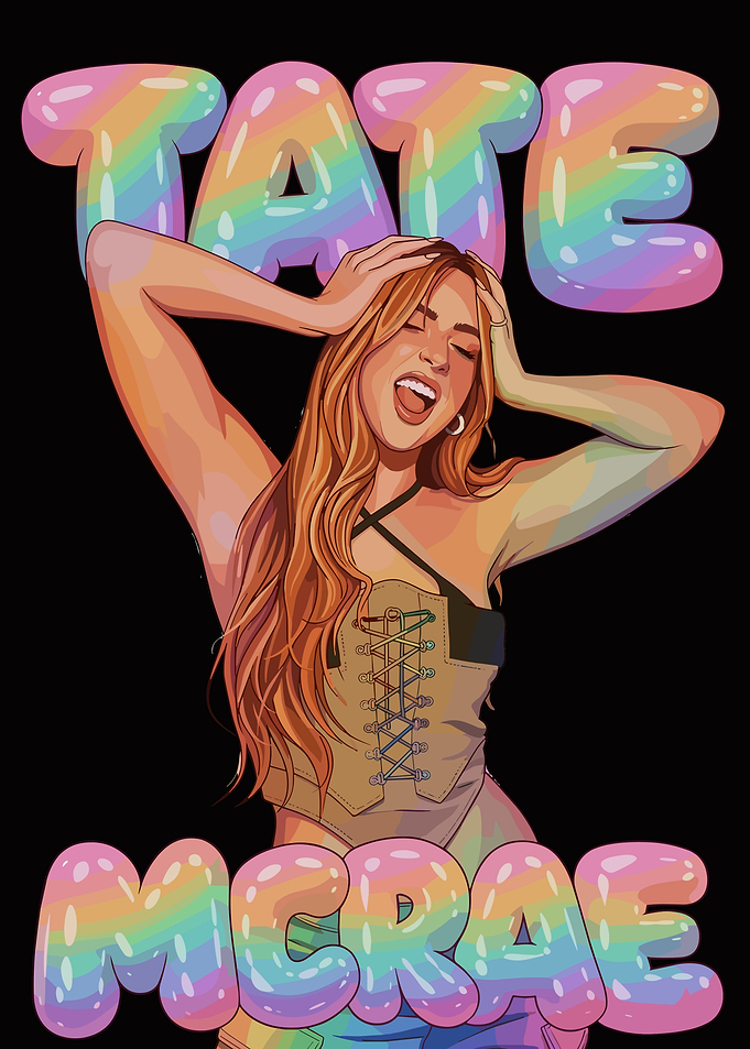 Tate McRae Rainbow Bubble Text Art