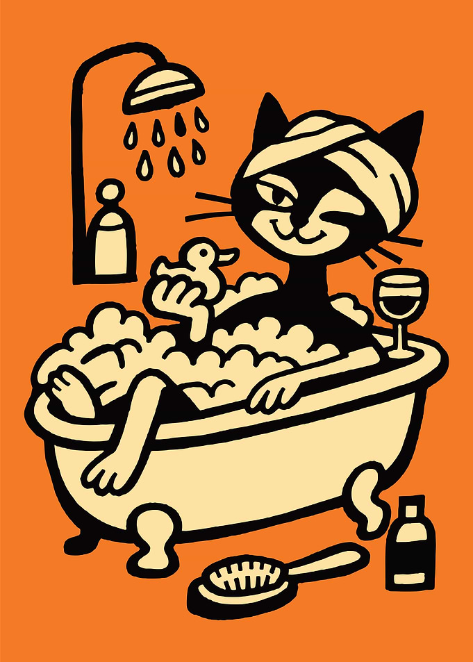 Relaxing Cat Bath Poster