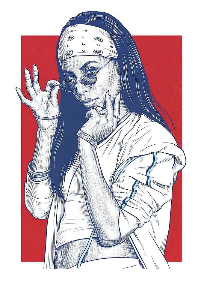 Stylish Woman with Bandana and Sunglasses