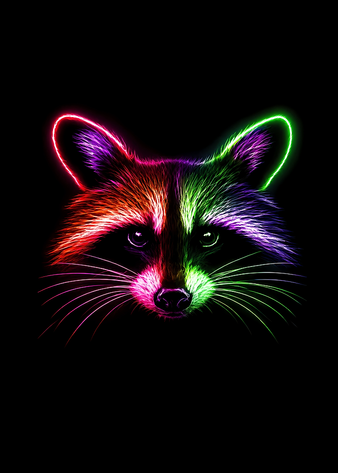 Neon Raccoon Portrait