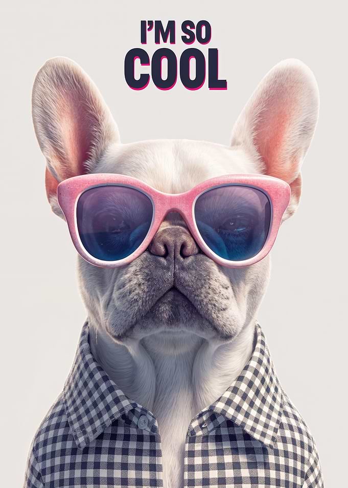 French Bulldog Wearing Sunglasses and Shirt
