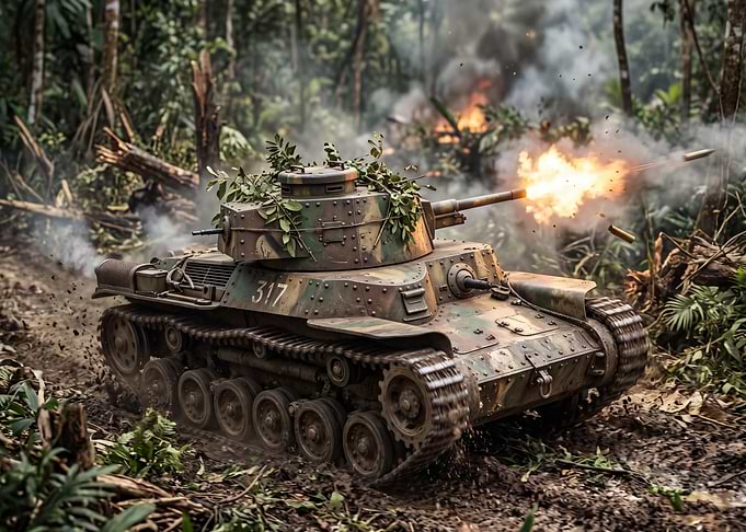 Tank Firing in Jungle