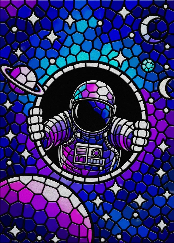 Astronaut in Stained Glass Space