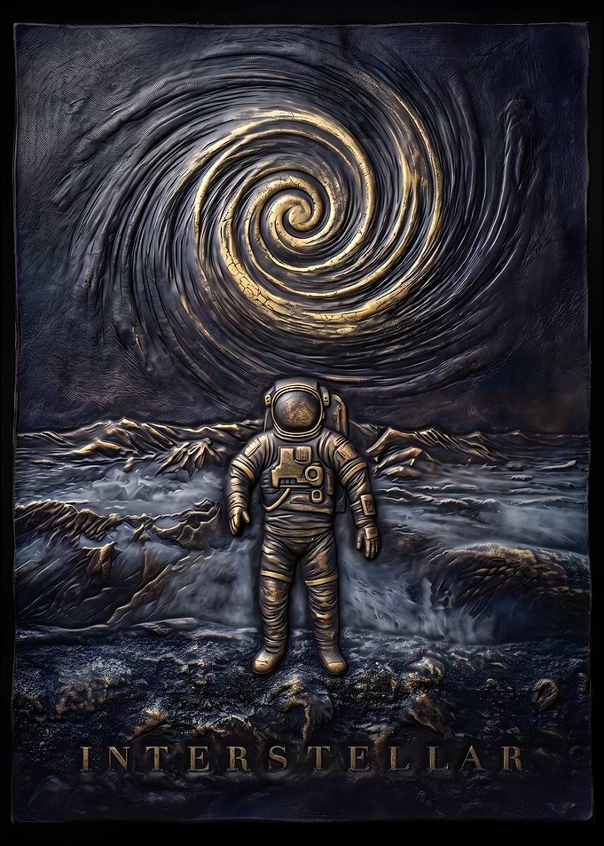 Interstellar Astronaut in Swirling Vortex