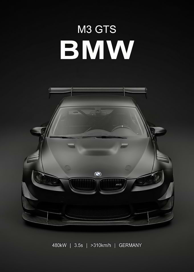 Matte Black raceBMW M3 GTS poster