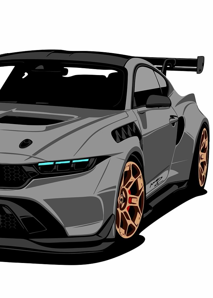 Gray Sports Car with Spoiler